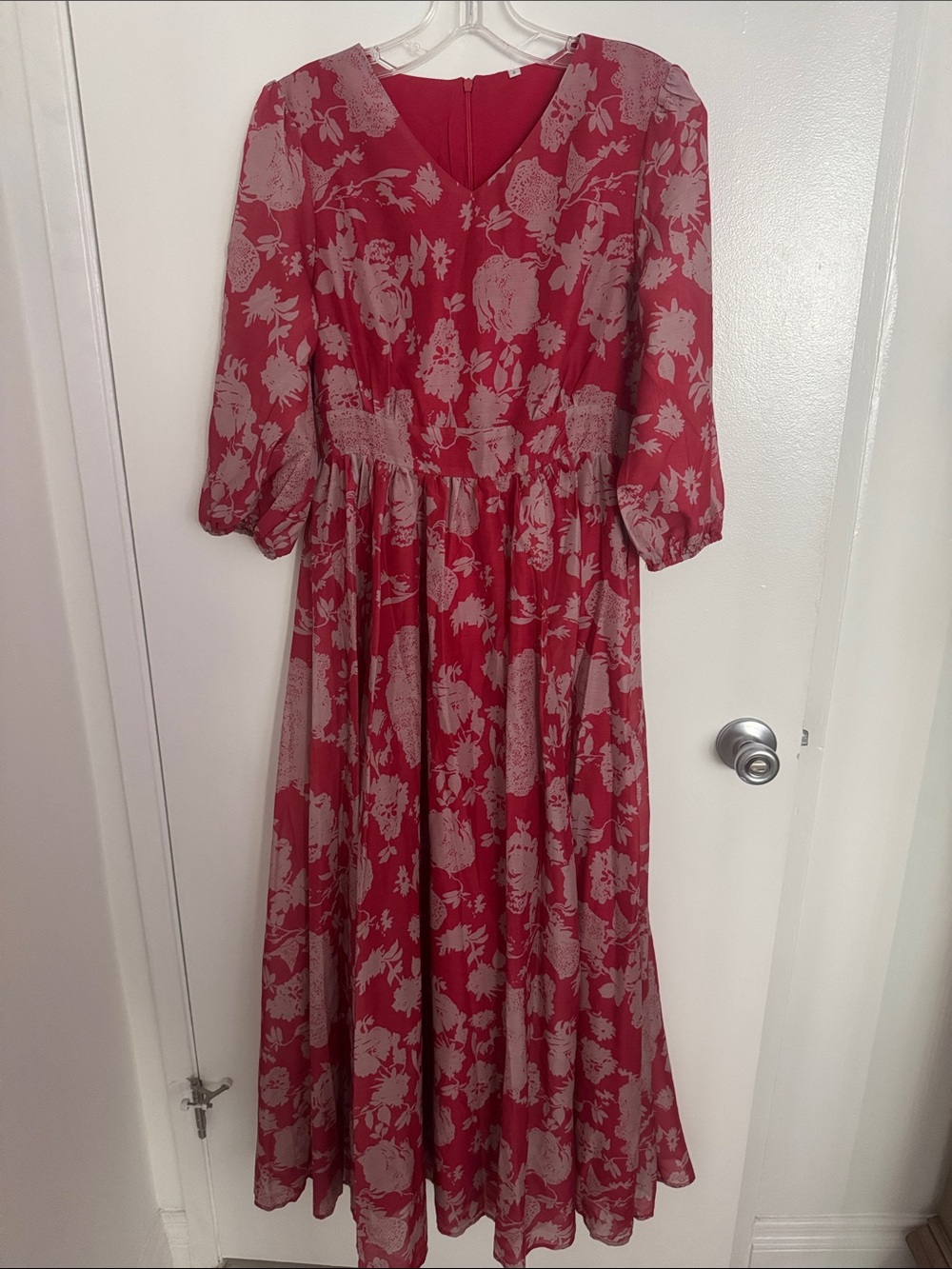 Red Floral 3/4 Sleeve Maxi Dress size small